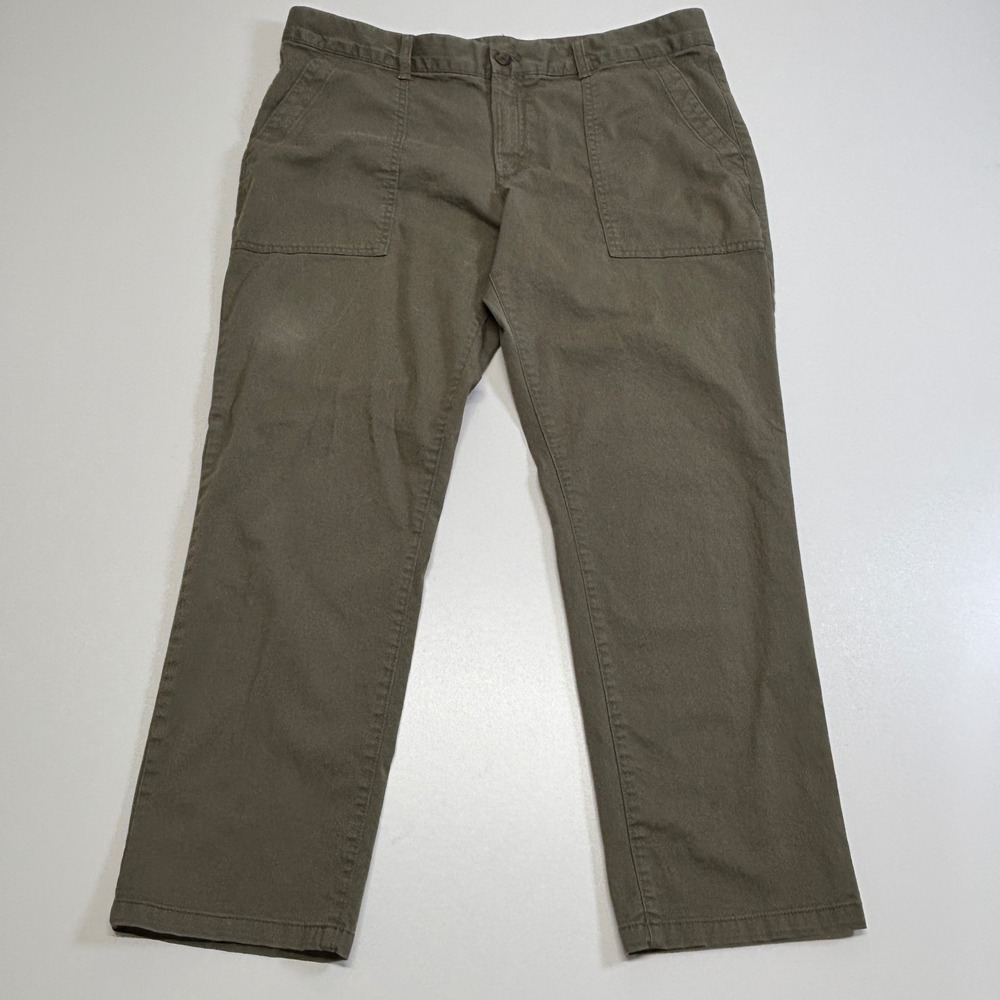 Gap Women's 16R Olive Green Utility Chino Pants Straight Leg Stretch Fatigue